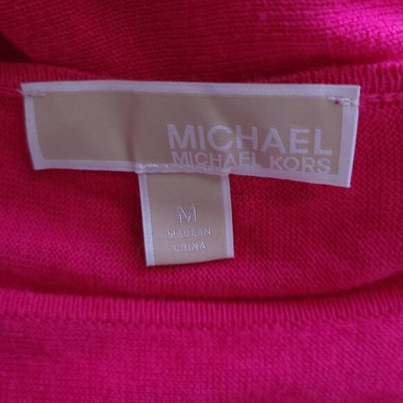 MICHAEL Michael Kors Tunic Sweater Hot Pink Medium Oversized, Long Sleeve Casual - Picture 3 of 4